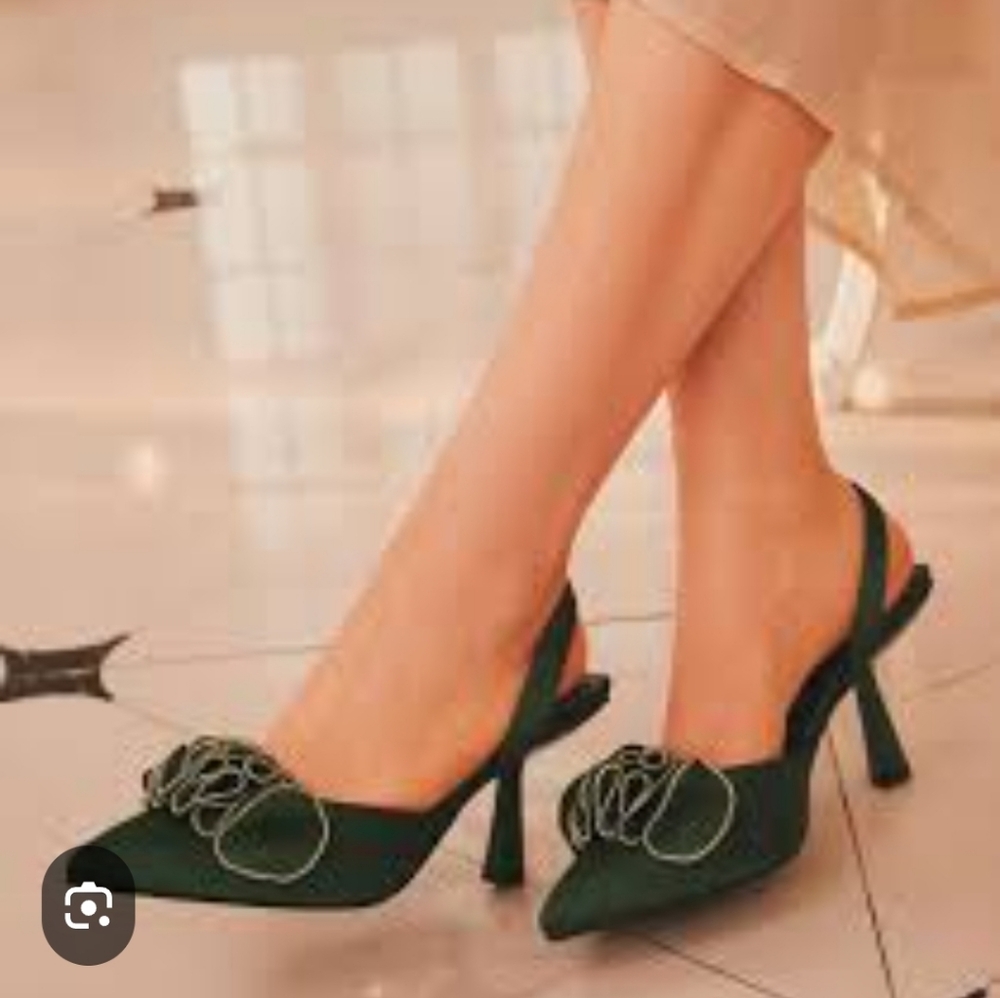 Womens Shela Elegant Green Slingback Heels
